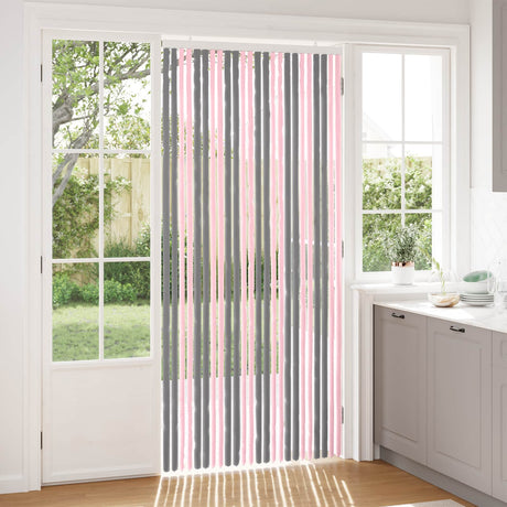 Vidaxl insecten gordijn chenille zilvergrijs en roze 100 x 220 cm