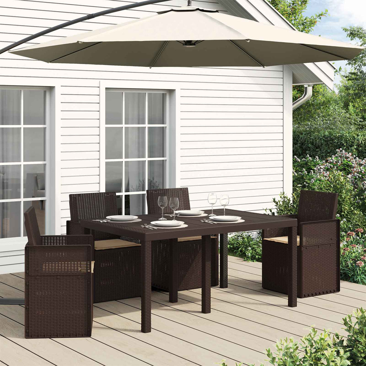 Vidaxl zitkussens 4 st polyester taupe 47 x 36 x 2 cm