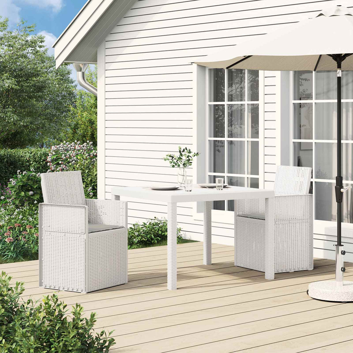 Vidaxl tuin eetstoelen 2 st wit en lichtgrijs pp