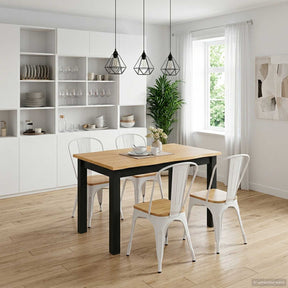 Vidaxl eettafel ekai zwart 112 x 70 x 76,5 cm massief grenenhout