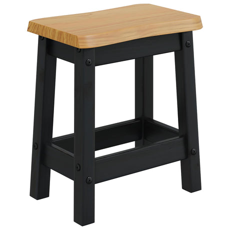 Vidaxl barkruk ekai 2 st zwart 40 x 29 x 45,5 cm massief grenenhout
