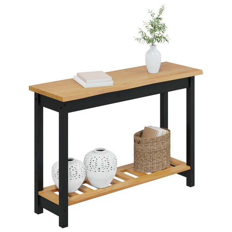 Vidaxl wandtafel ekai zwart 112 x 35 x 76 cm massief grenenhout