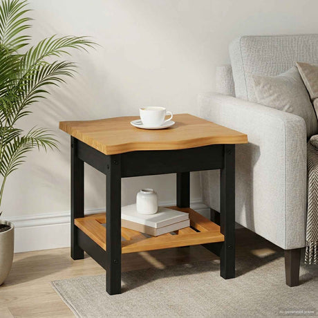 Vidaxl bijzettafel ekai zwart 50 x 50 x 45,5 cm massief grenenhout
