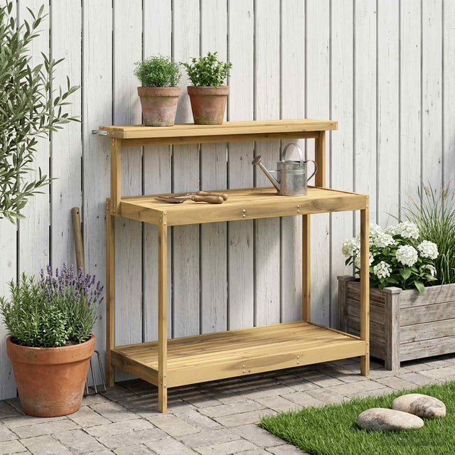 Vidaxl buiten pottingbank 111,5 x 48,5 x 107 cm massief acaciahout wit