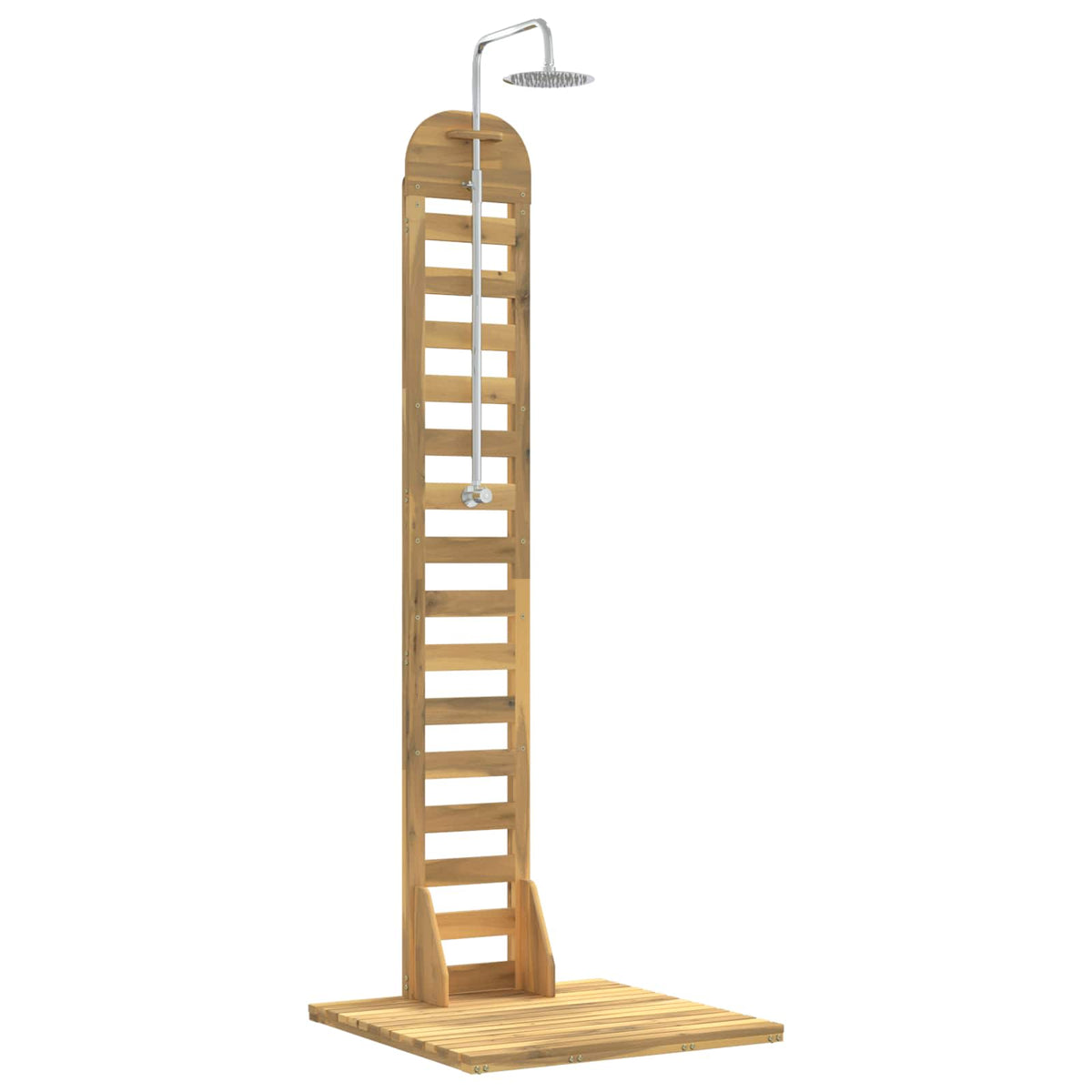 Vidaxl buitendouche 225 cm massief acaciahout en roestvrij staal wit