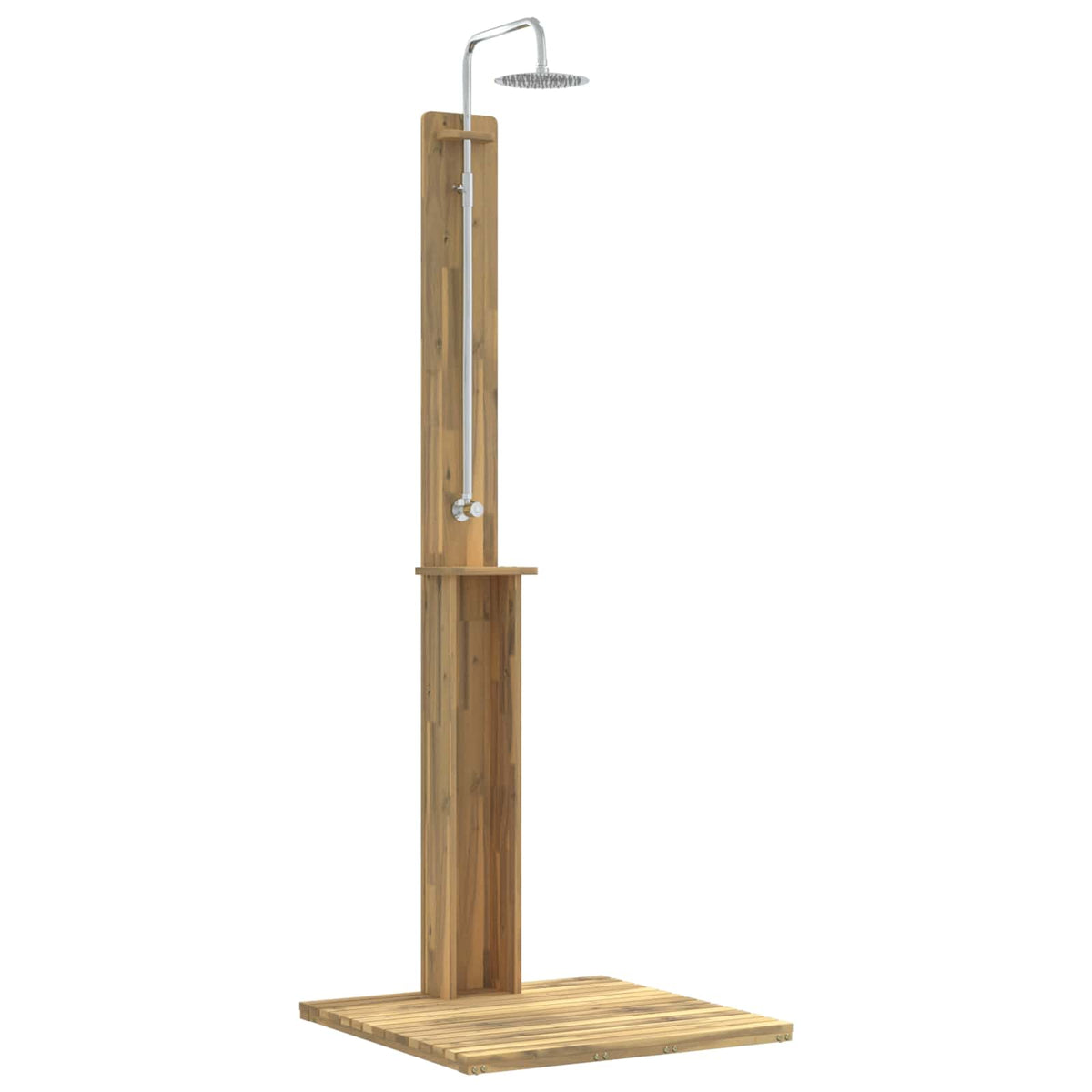 Vidaxl buitendouche 217 cm massief acacia hout en roestvrijstaal wit