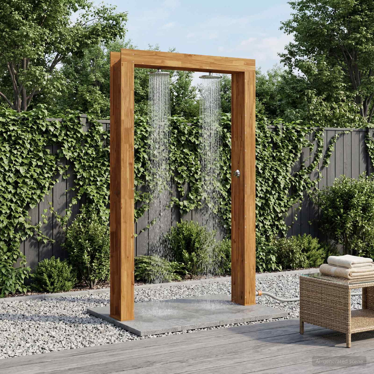 Vidaxl buitendouche 226 cm massief acaciahout en roestvrij staal