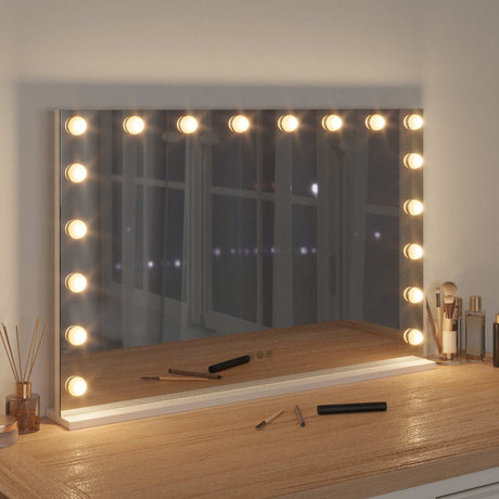 Vidaxl led make-up spiegel wit 80 x 10 x 52,5 cm glas en staal