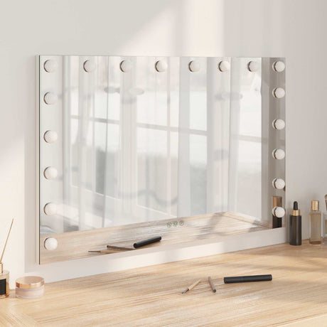 Vidaxl led make-up spiegel wit 80 x 10 x 52,5 cm glas en staal