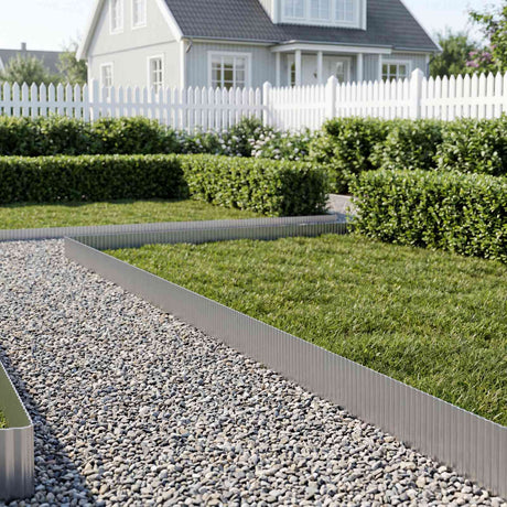 Vidaxl gazonrand 5 m x 30 cm gegalvaniseerd staal zilver