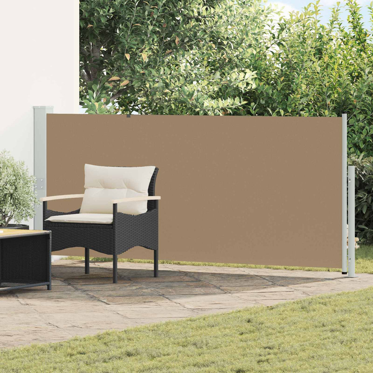 Vidaxl uittrekbaar zijscherm rechthoekig 117 x 600 cm polyester taupe
