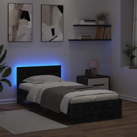 Vidaxl bedframe zwart eiken 80 x 200 cm bewerkt hout
