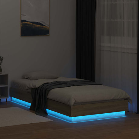 Vidaxl bed frame met led sonoma eiken 80 x 200 cm bewerkt hout