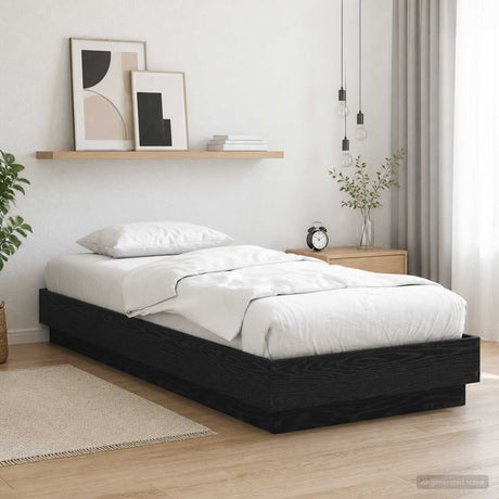 Vidaxl bed frame met led zwart eiken 80 x 200 cm bewerkt hout