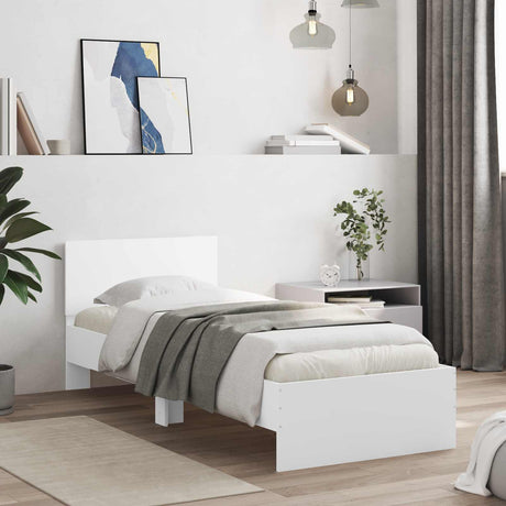 Vidaxl bedframe met hoofdbord wit 80 x 200 cm bewerkt hout