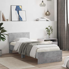 Vidaxl bedframe met hoofdbord betongrijs 80 x 200 cm bewerkt hout