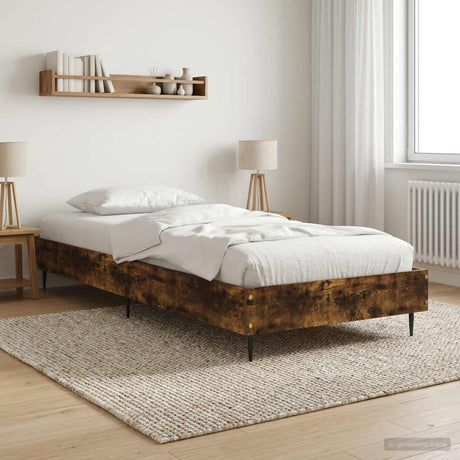 Vidaxl bedframe gerookt eiken 80 x 200 cm bewerkt hout