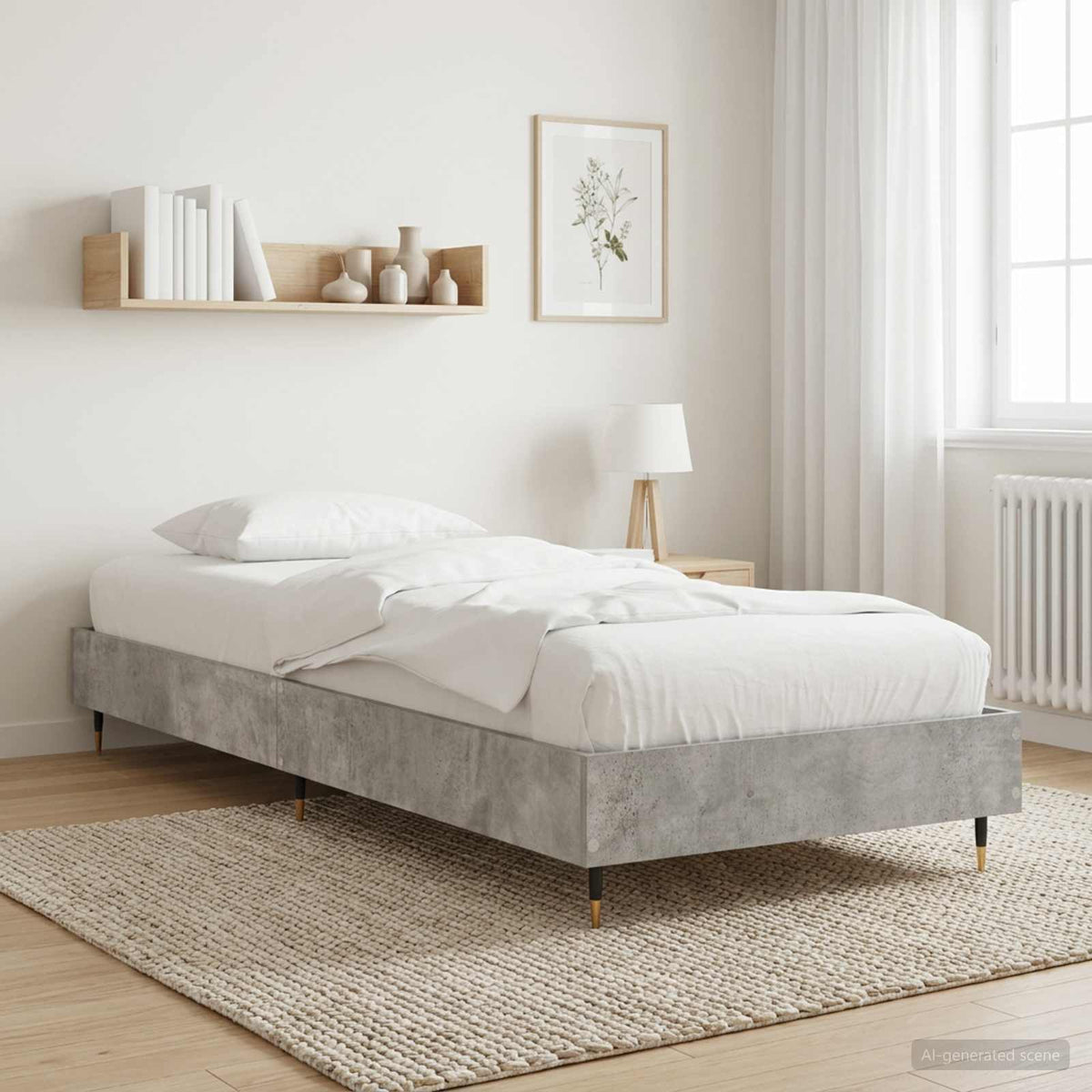 Vidaxl bedframe betongrijs 80 x 200 cm bewerkt hout