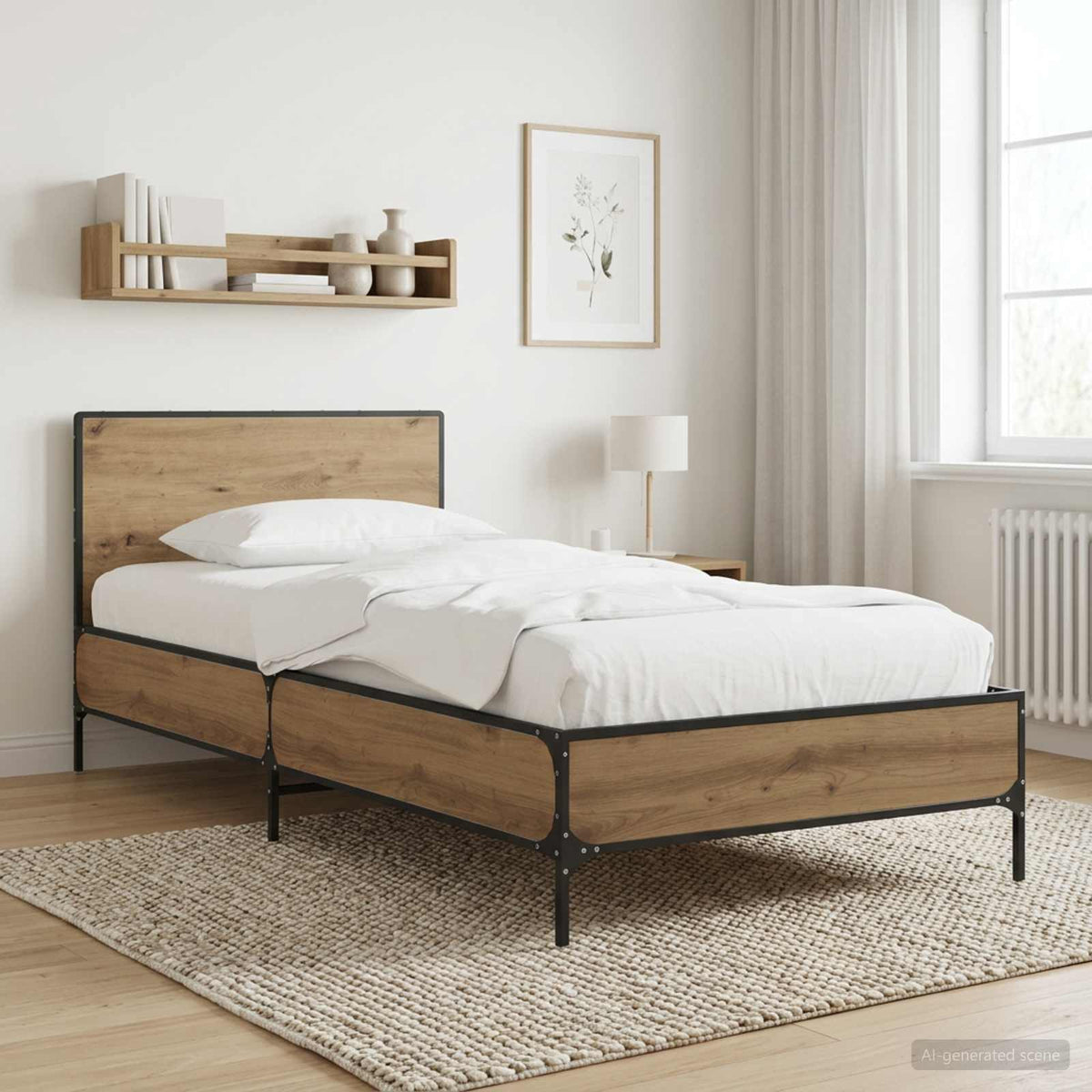 Vidaxl bedframe met hoofdeinde artisanaal eiken 80 x 200 cm