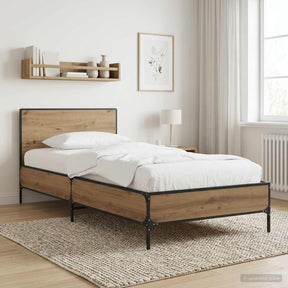 Vidaxl bedframe met hoofdeinde artisanaal eiken 80 x 200 cm