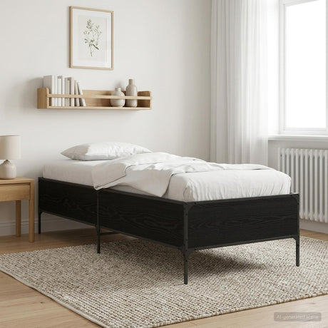 Vidaxl bedframe zwart eiken 80 x 200 cm bewerkt hout