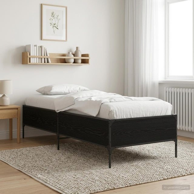 Vidaxl bedframe zwart eiken 80 x 200 cm bewerkt hout