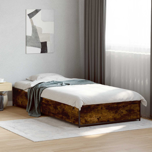 Vidaxl bedframe gerookt eiken 80 x 200 cm bewerkt hout