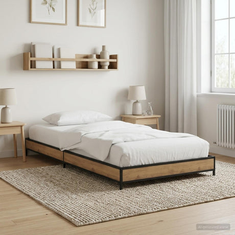 Vidaxl bedframe artisanaal eiken 80 x 200 cm bewerkt hout