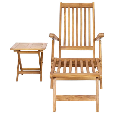 Vidaxl vouwstoel met tafel naturel massief teakhout