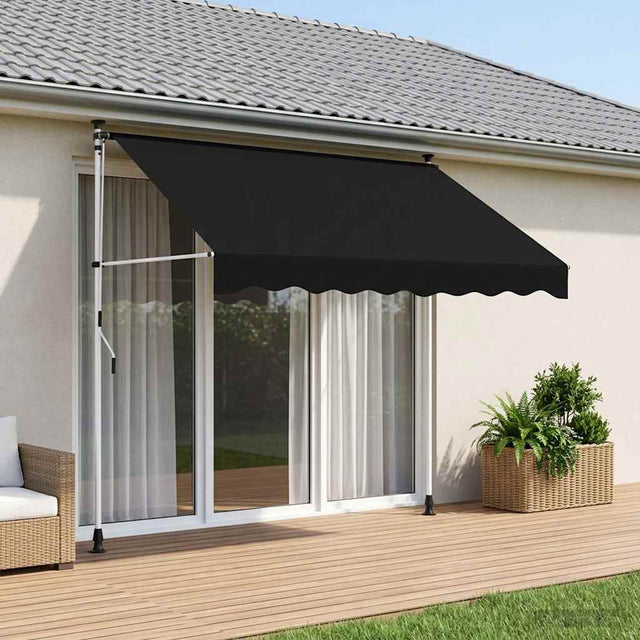 Vidaxl handmatig uitschuifbare luifel zwart 250 cm