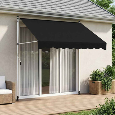 Vidaxl handmatig uitschuifbare luifel zwart 350 cm