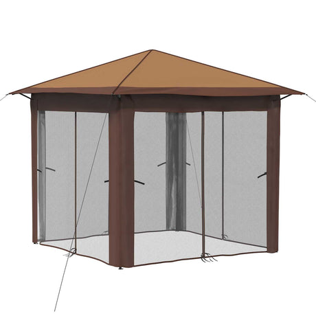 Vidaxl gazebo met 4 zijwanden 2,6 x 2,6 m beige en bruin