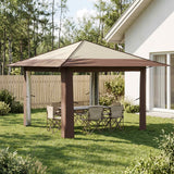 Vidaxl gazebo zonder zijwand 3.3 x 3.3 m crème en bruin