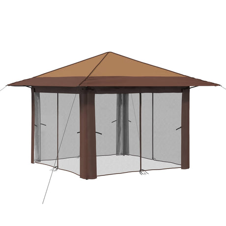 Vidaxl gazebo met 4 zijwanden 3,3 x 3,3 m beige en bruin