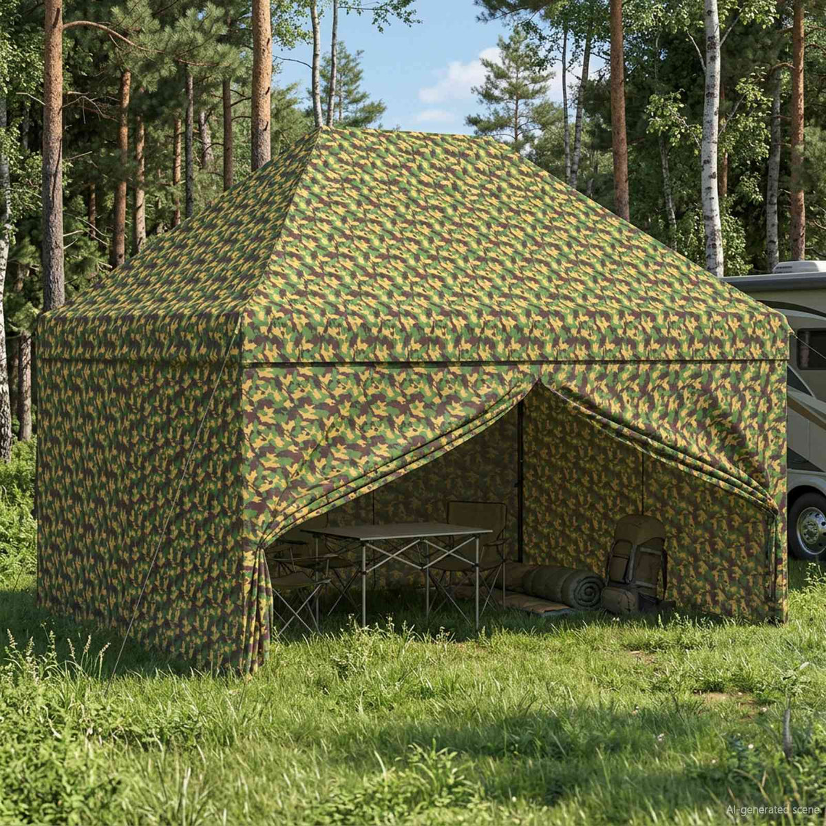 Vidaxl tent met 4 zijwanden 2,95 x 4,1 m leger camouflage