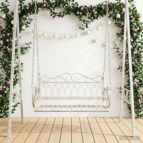 Vidaxl schommelbank staal 109 x 75 x 59 cm antiek wit