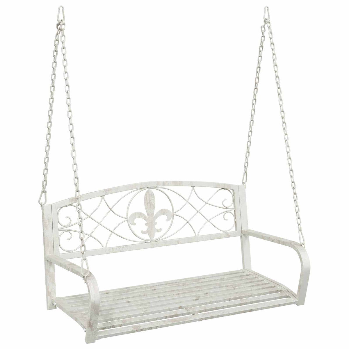 Vidaxl schommelbank staal 110,5 x 59 x 55 cm antiek wit