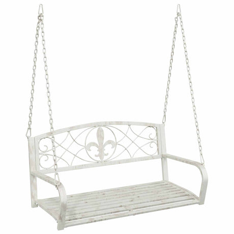 Vidaxl schommelbank staal 110,5 x 59 x 55 cm antiek wit