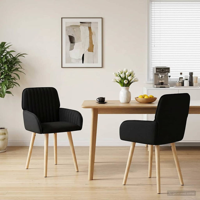 Vidaxl eettafelstoelen 2 st stof zwart 56,5 x 50 x 87,5 cm