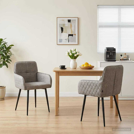 Vidaxl eettafelstoelen 2 st nep suede leer lichtgrijs 59x56,5x85cm