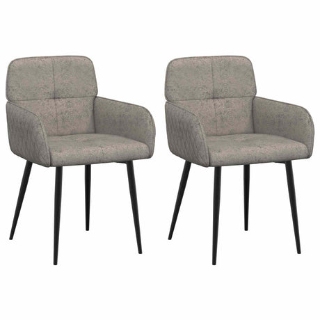 Vidaxl eettafelstoelen 2 st nep suede leer lichtgrijs 59x56,5x85cm