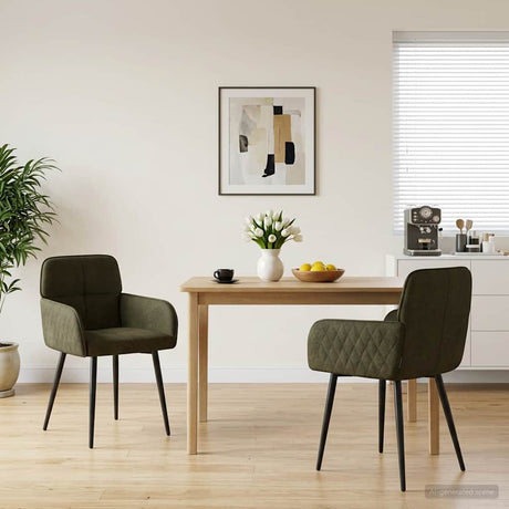 Vidaxl eettafelstoelen 2 st nep suede leer legergroen 59x56,5x85cm