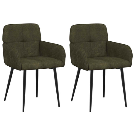 Vidaxl eettafelstoelen 2 st nep suede leer legergroen 59x56,5x85cm