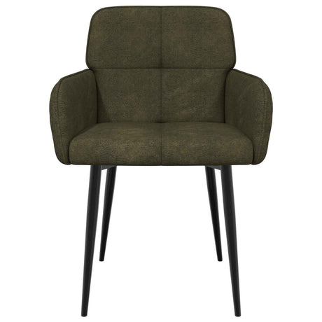 Vidaxl eettafelstoelen 2 st nep suede leer legergroen 59x56,5x85cm
