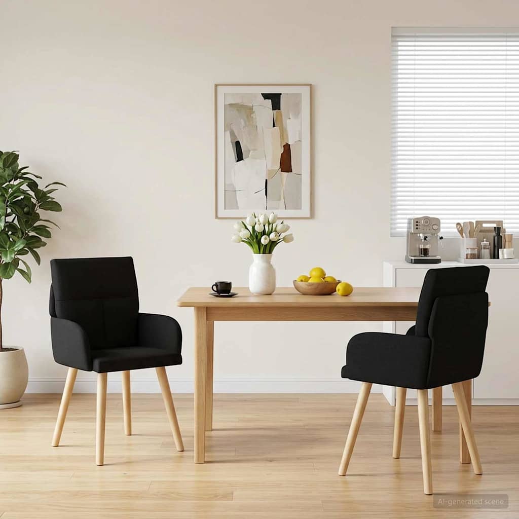 Vidaxl eettafelstoelen 2 st stof zwart 60 x 56 x 93 cm