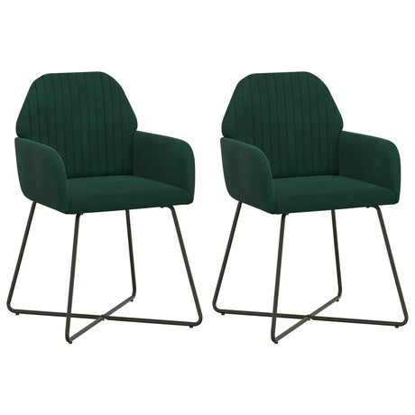 Vidaxl eettafelstoelen 2 st fluweel donkergroen 55 x 50 x 84 cm
