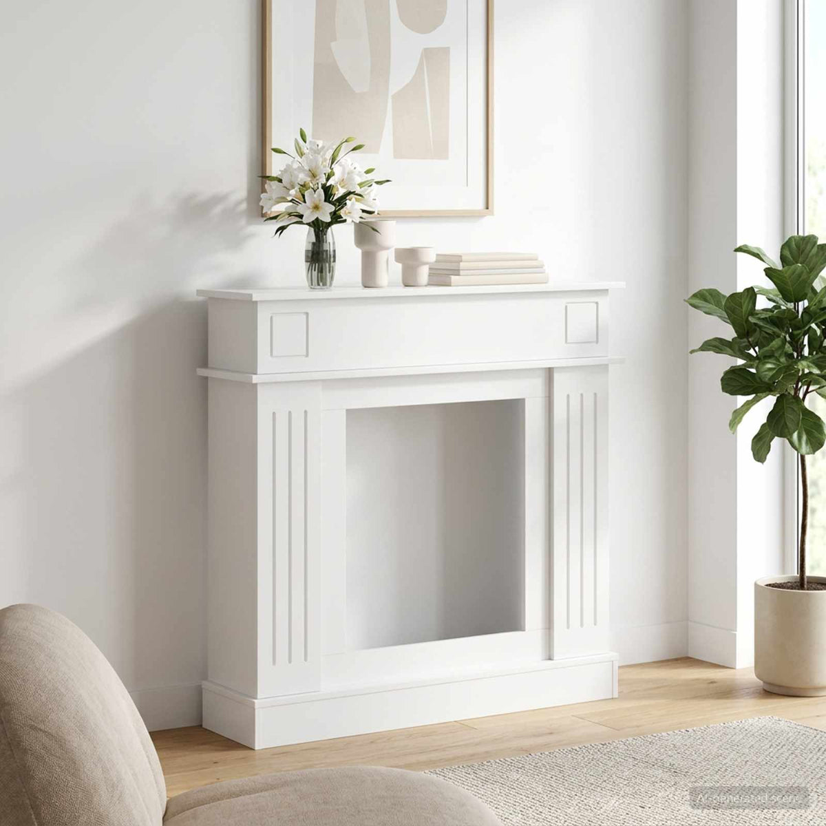 Vidaxl haardomlijsting hoogglans wit 102 x 26 x 100 cm bewerkt hout