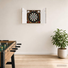 Vidaxl dartbord kabinet gerookt eiken 56 x 12 x 63 cm bewerkt hout