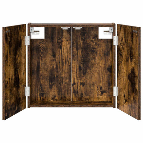 Vidaxl dartbord kabinet gerookt eiken 56 x 12 x 53,5 cm bewerkt hout