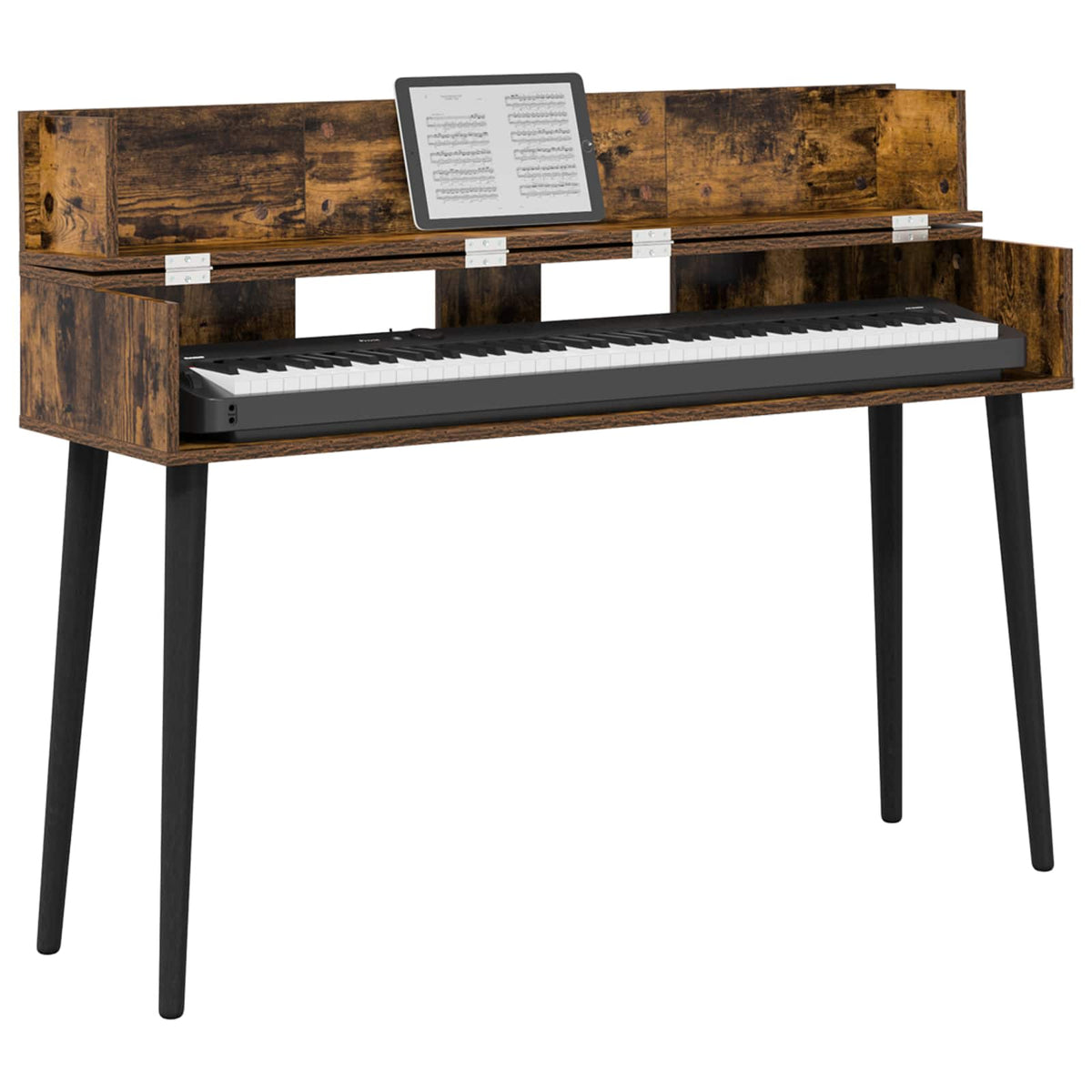 Vidaxl studiobureau gerookt eiken 130 x 40 x 19,5 cm bewerkt hout